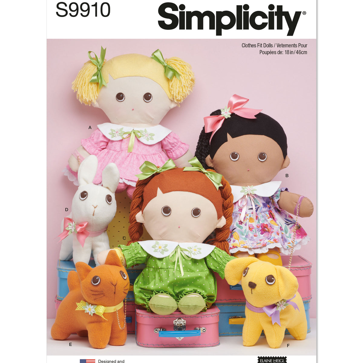 Simplicity Sewing Pattern S9910 - Plush dolls with clothes and plush p ...
