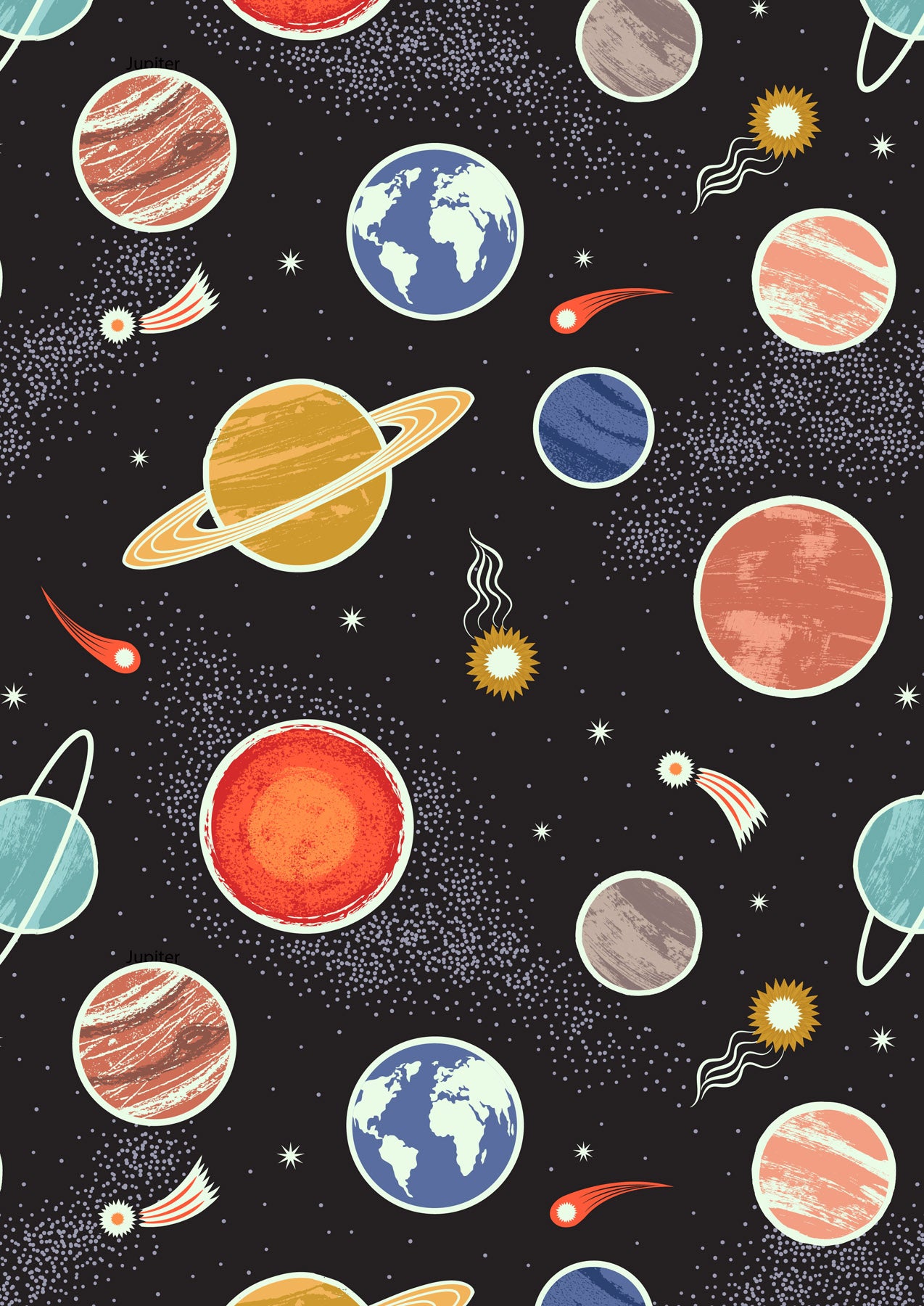 Solar System Planets Patterns Solar System Fabric Pattern