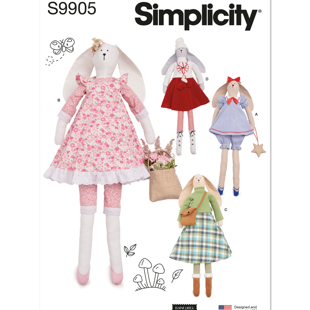 Simplicity Sewing Pattern S9905 - Slender Plush Bunny and Clothes By E ...