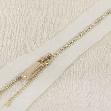 30cm/12" Narrow-Teeth Metal Dress Zip - Ivory/Gold | Specialist Zips My Sewing Box 30cm/12" Narrow-Teeth Metal Dress Zip - Ivory/Gold | Specialist Zips My Sewing Box