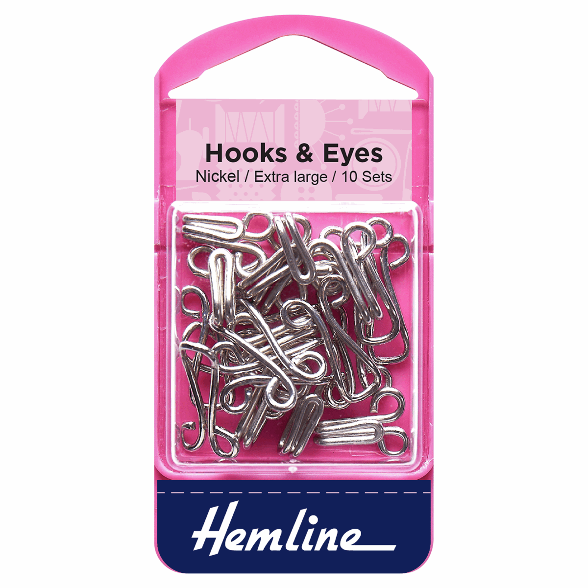 Hemline Extra Large Hooks and Eyes Size 9 - Nickel - My Sewing Box