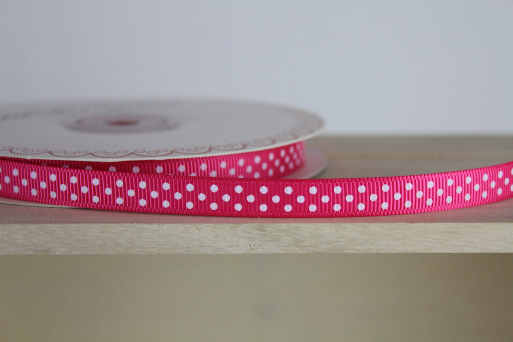 Pink Polka Dot Ribbon by Berties Bows | Haberdashery Shop Online