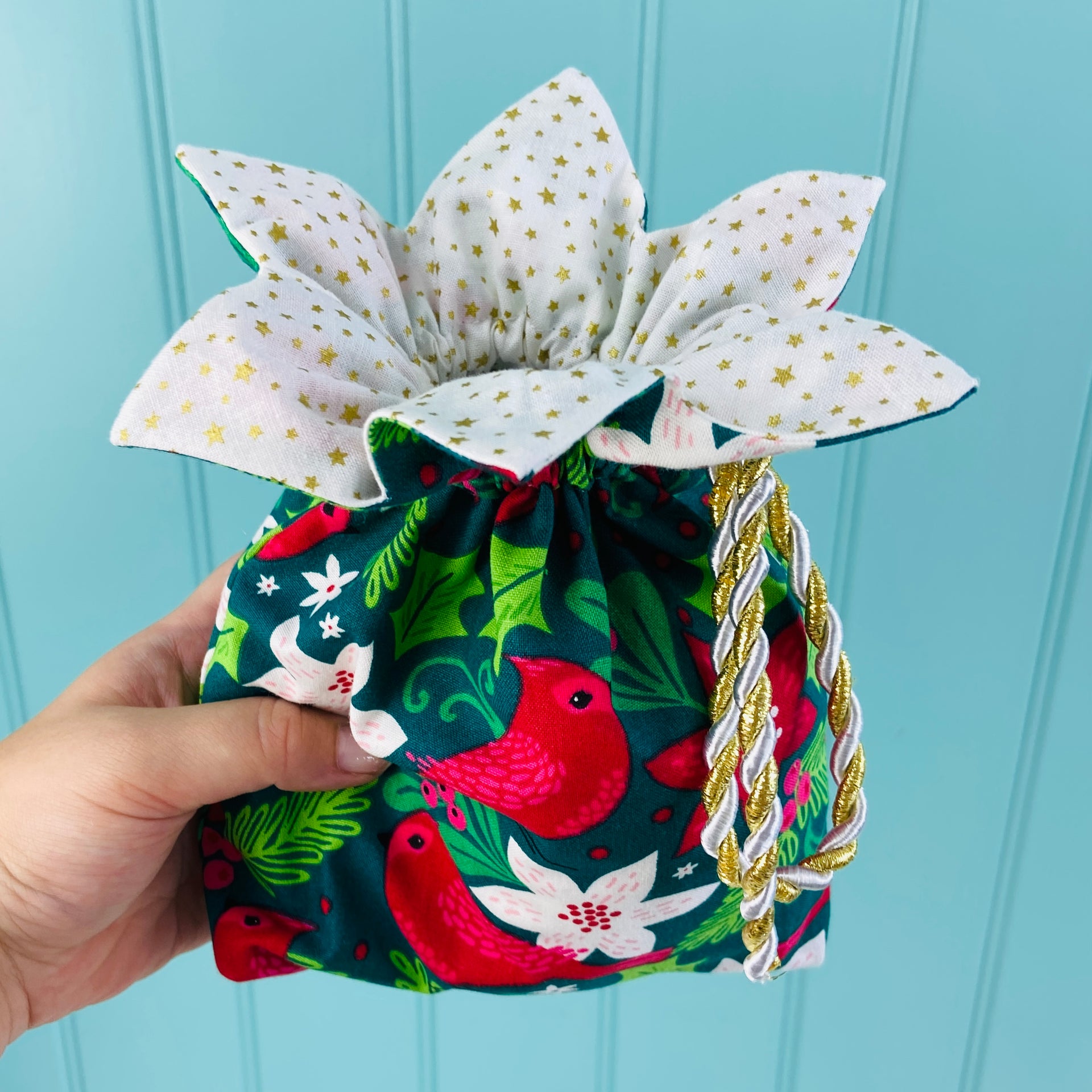 To Sew Drawstring Fabric Gift Bag Tutorial Star Christmas Gift Bag
