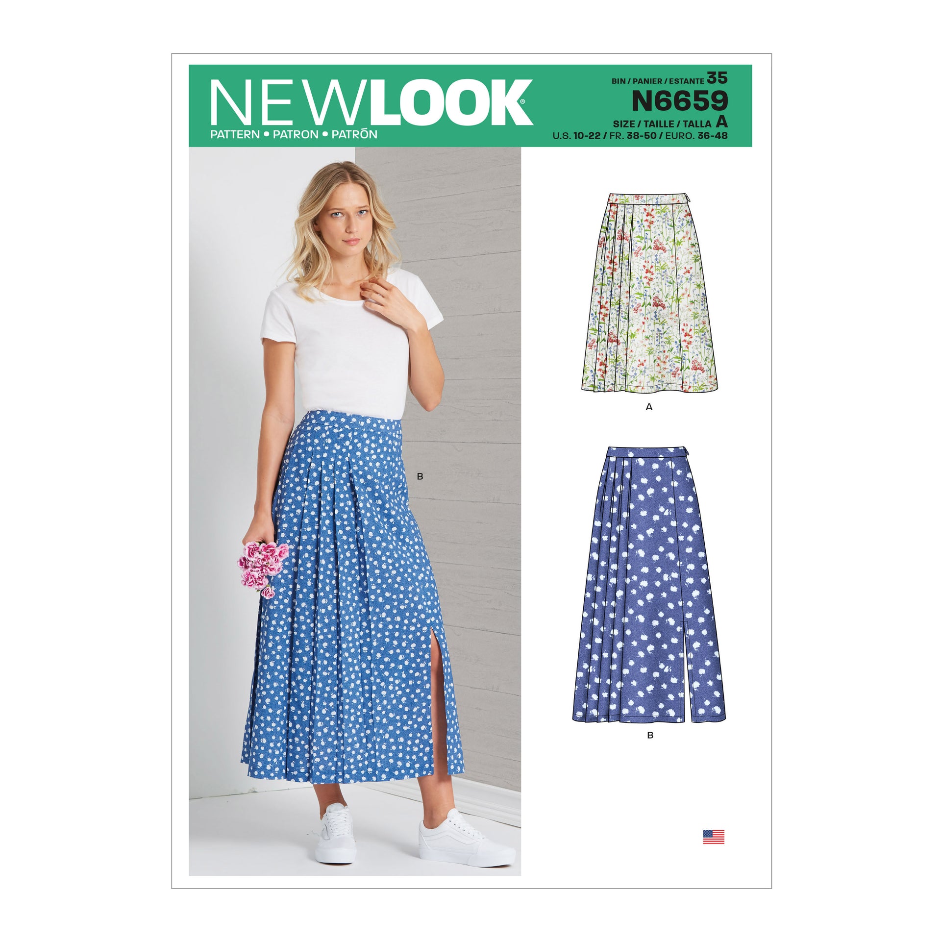 New Look Sewing Pattern N6659 Misses' Pleated Skirt With Or