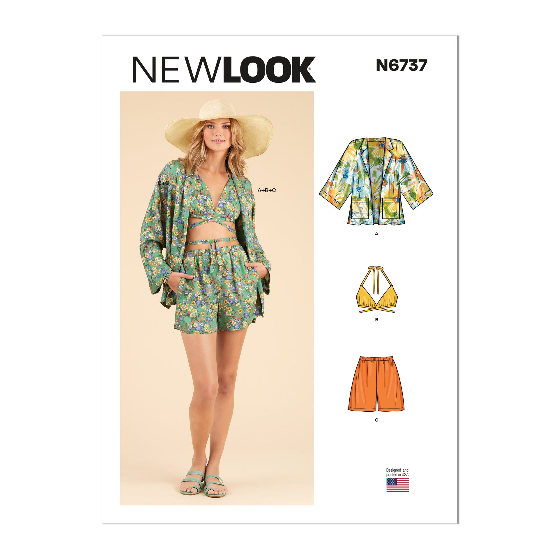 New Look Sewing Pattern N6737 Misses' Jacket, Wrap Halter Top