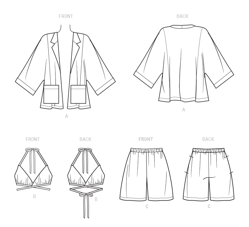 New Look Sewing Pattern N6737 Misses' Jacket, Wrap Halter Top and Sh