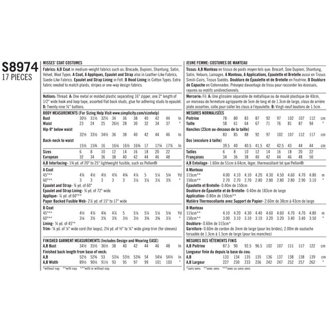 Simplicity Sewing Pattern S8974 - Misses' Cosplay Coat Costume – My ...
