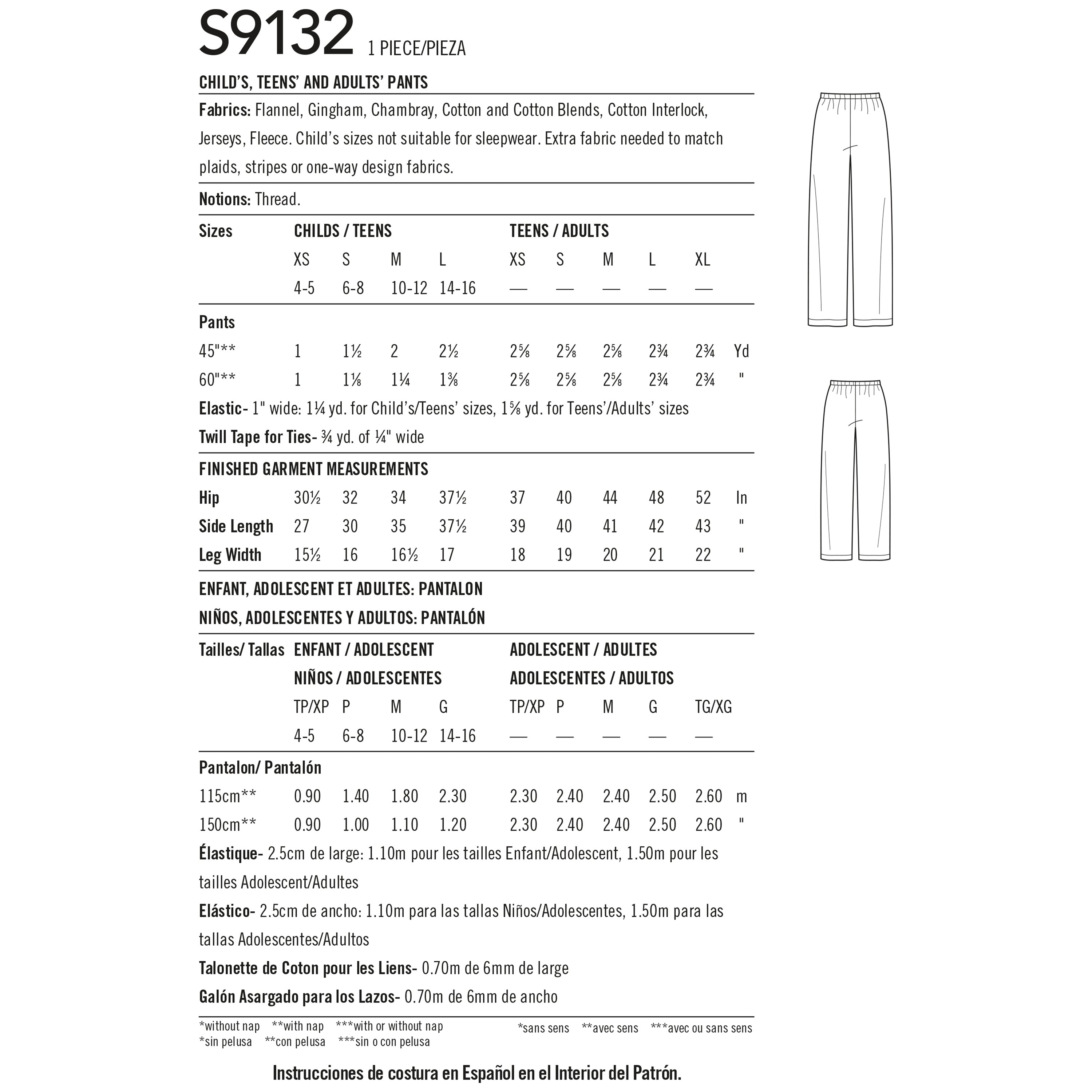 Simplicity Sewing Pattern S9132 - Unisex Sleepwear – My Sewing Box