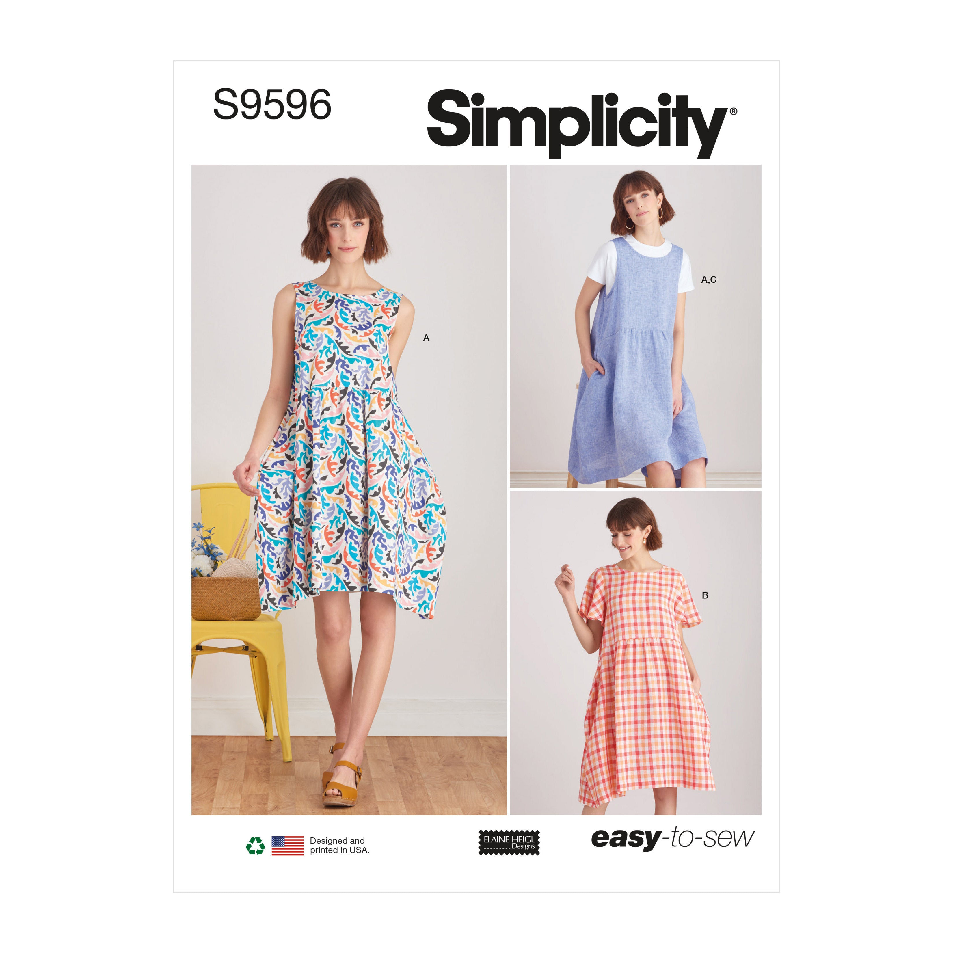 Simplicity Sewing Pattern S9596 - Misses' Pullover Dress and Knit