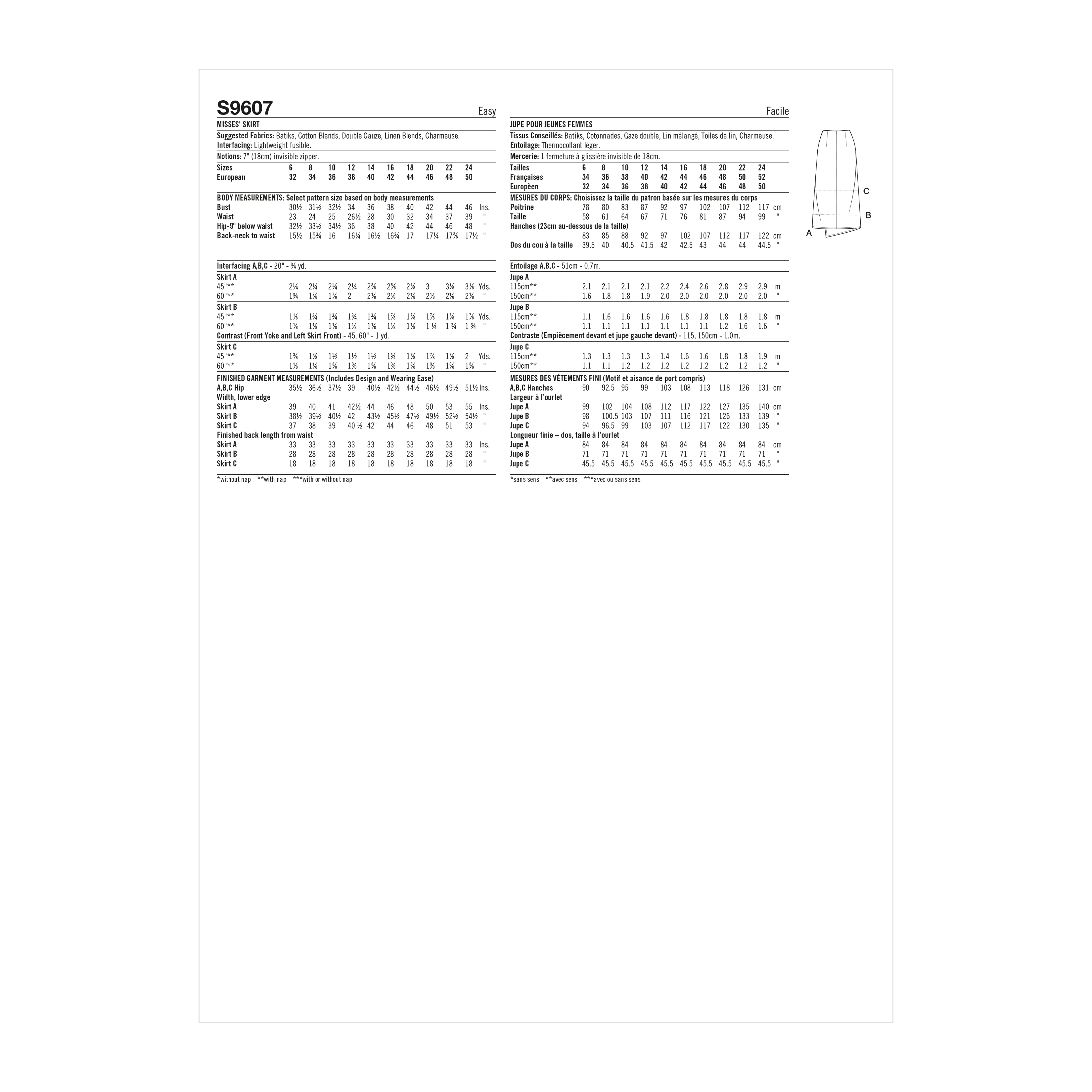 Simplicity Sewing Pattern S9607 Misses' Skirt My Sewing Box