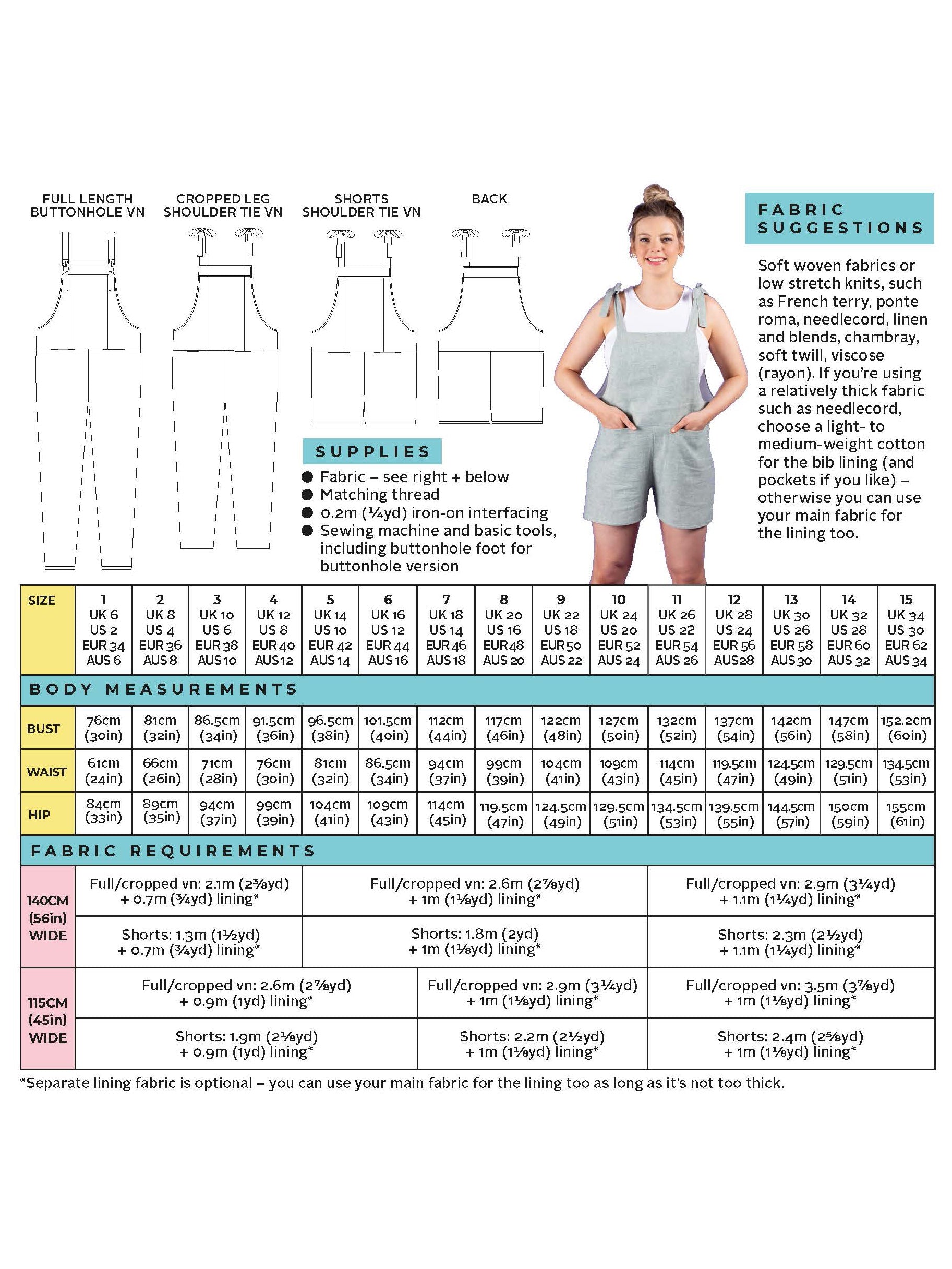 Tilly & The Buttons Sewing Pattern - Erin Dungarees | Independent ...