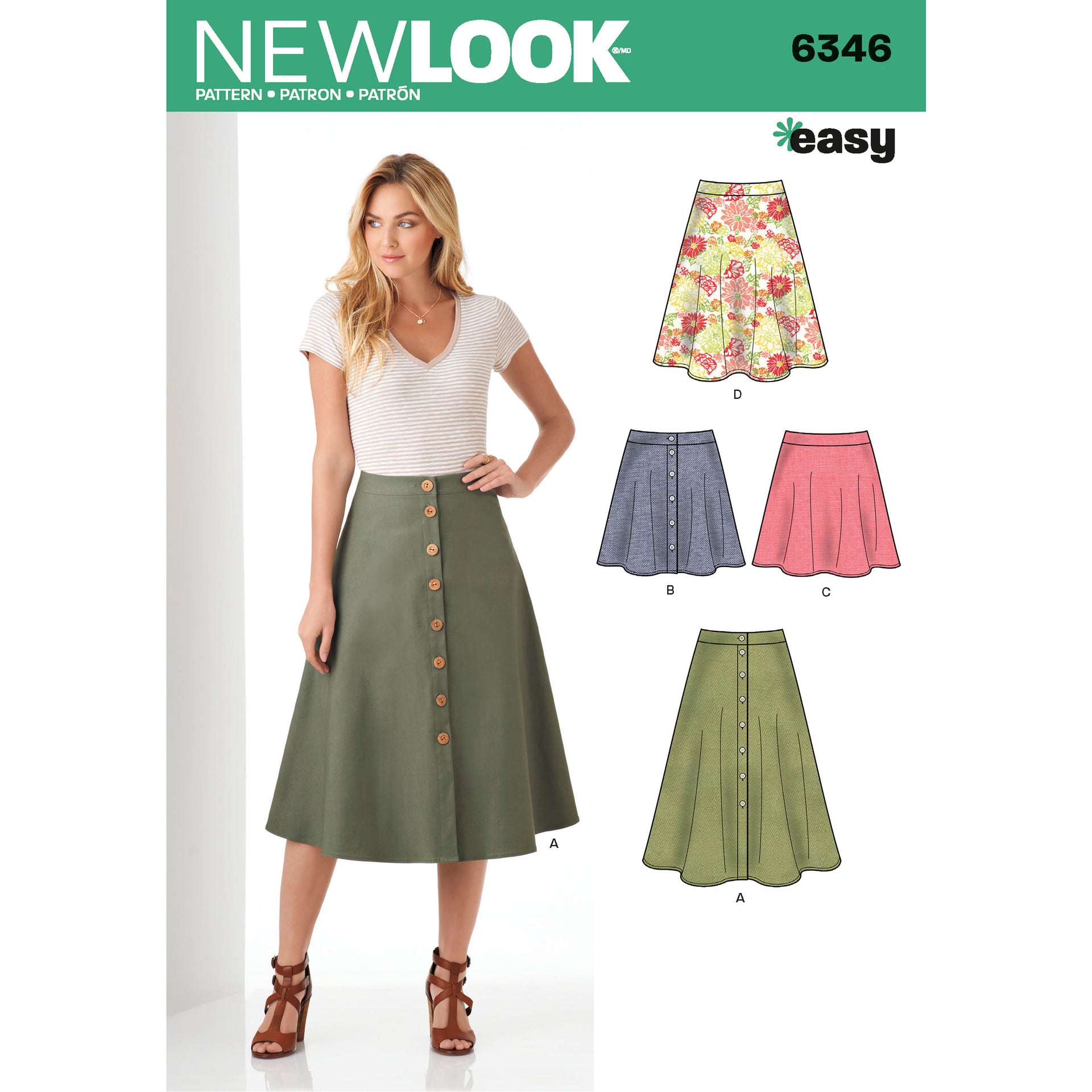 New Look Sewing Pattern 6346 Misses' Easy Skirts in Three