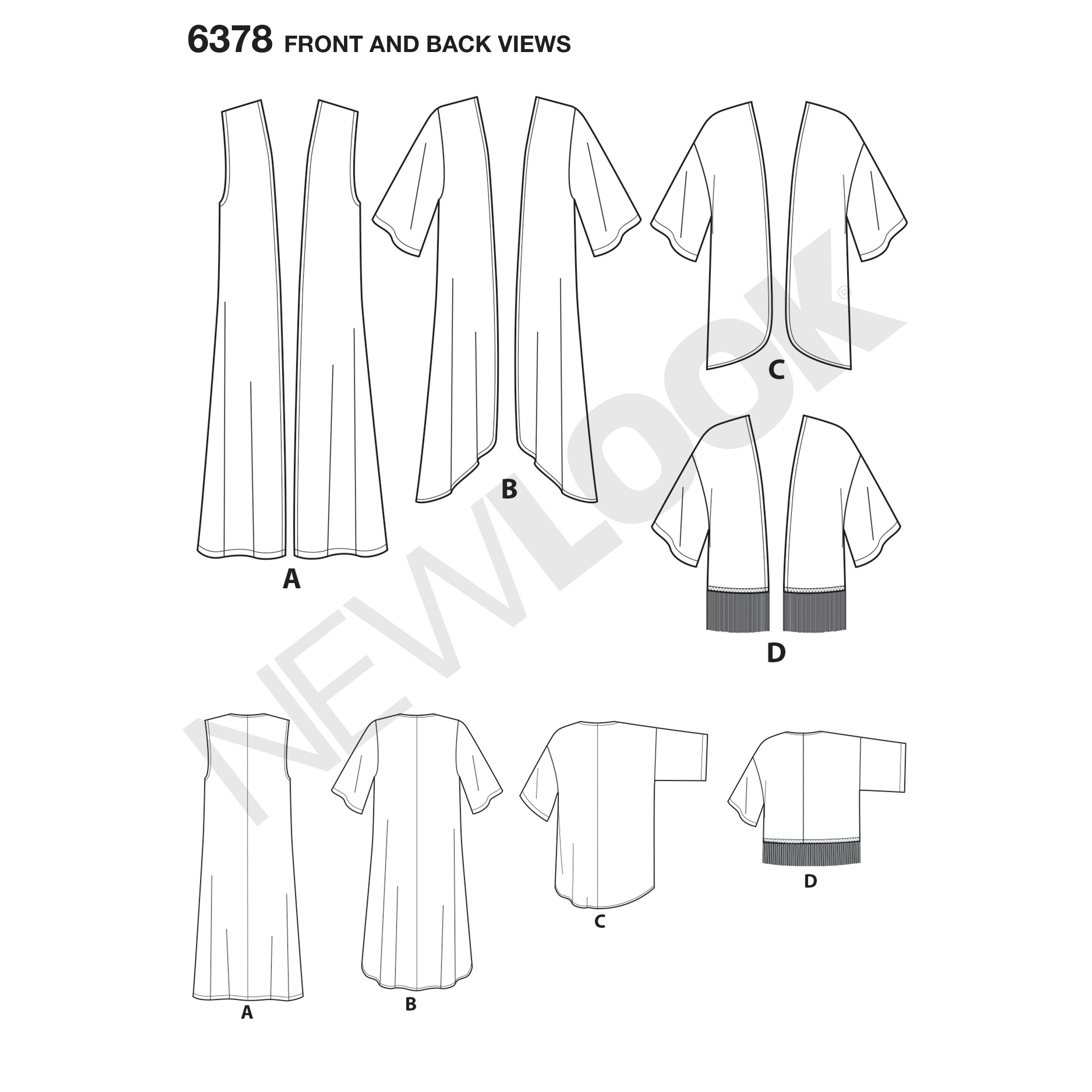 New Look Sewing Pattern 6378 - Misses' Easy Kimonos with Length Variat ...