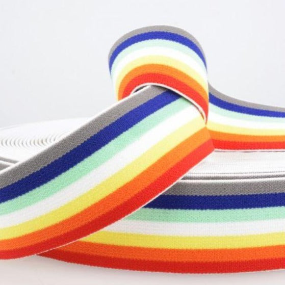 40mm Rainbow Stripe Soft Waistband Elastic Ribbons and Trims