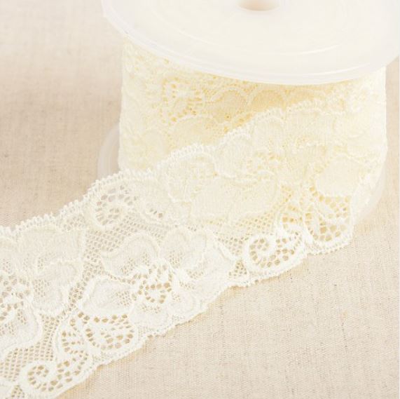 60mm Cream Soft Stretch Lace Ribbons and Trims