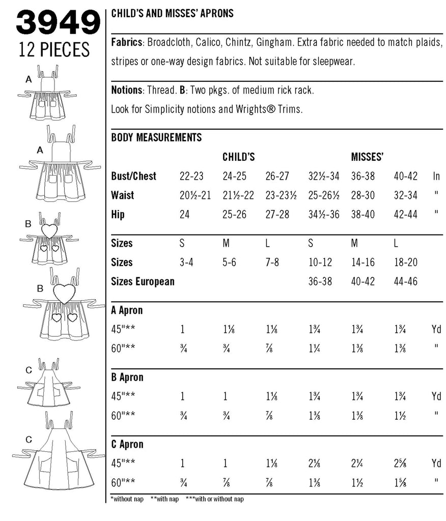 Simplicity 3949 Aprons Sewing Patterns My Sewing Box