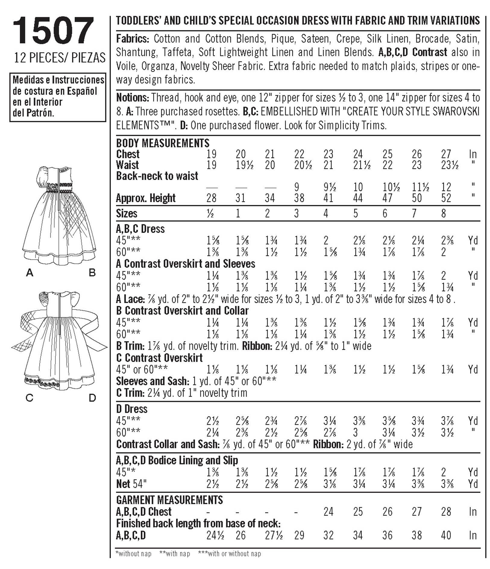 Simplicity 1507 Toddlers' and Child's Special Occasion Dress Sewing Patterns My Sewing Box