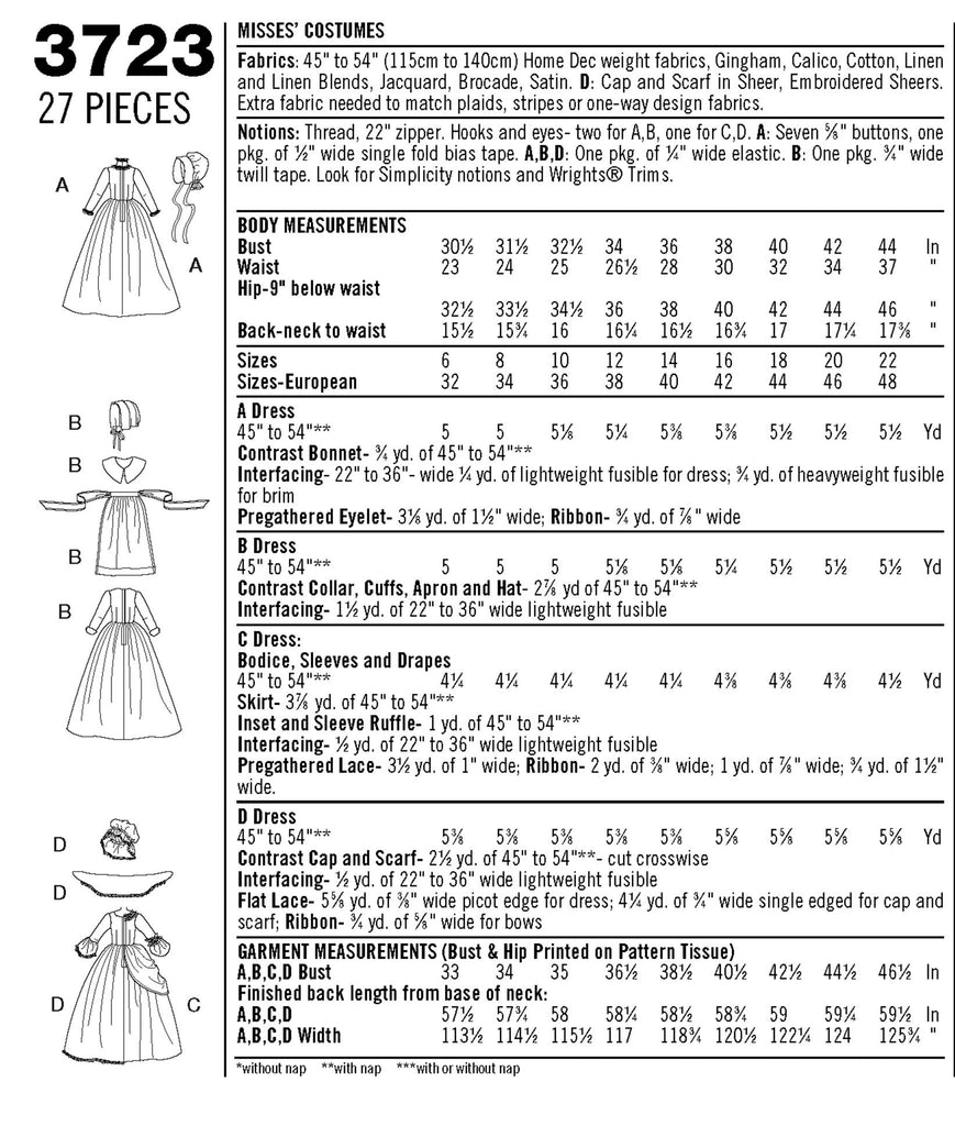 Simplicity 3723 - Women's Costumes | Sewing Patterns – My Sewing Box