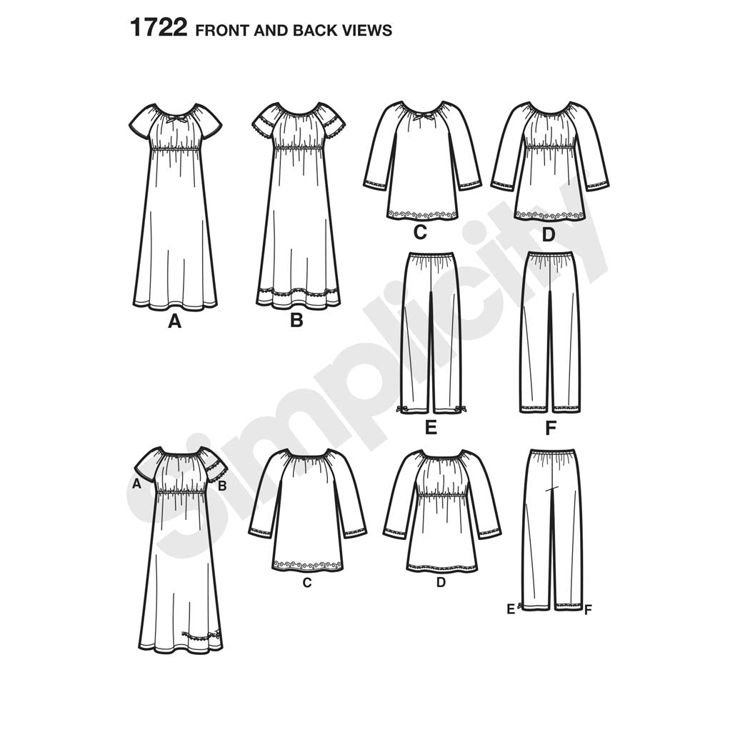 Simplicity 1722 Learn to Sew Child's and Girl's Loungewear | Sewing ...