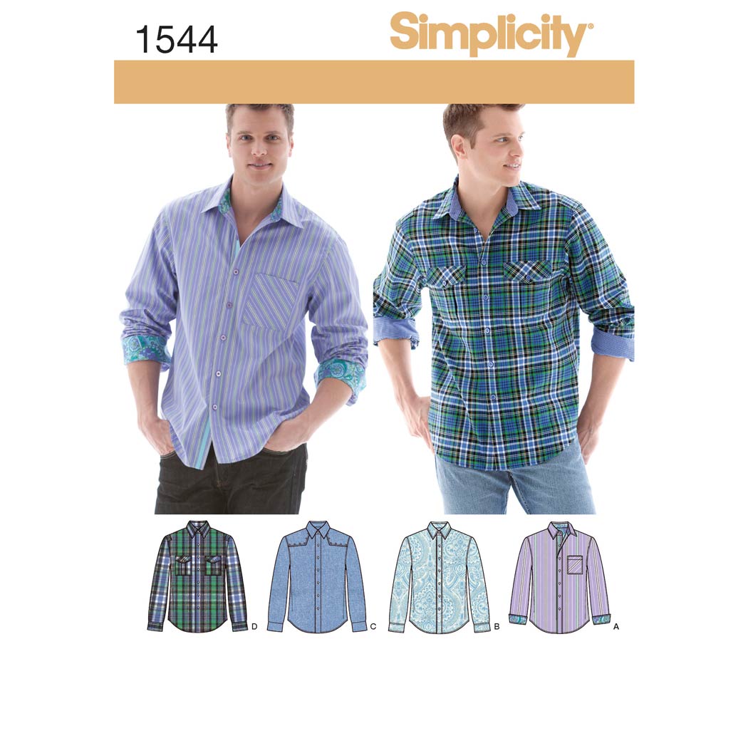 Simplicity 1544 - Men's Shirt with Fabric Variations | Sewing Patterns ...