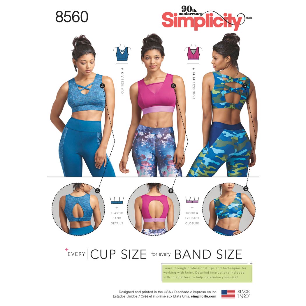 Simplicity 8560 - Women's' Knit Sports Bras